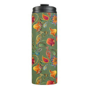 Paisley waterverf, naadloos Indiaas motief. Thermosbeker