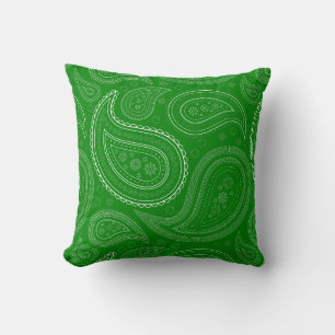 Paisley Witte op Groene Worp Kussen