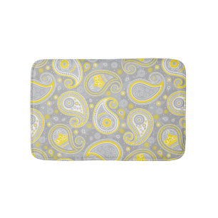 Paisleygeel patroon en grijze elegant badmat