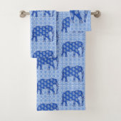 Paisleyolifant, kobaltblauw en wit bad handdoek (Insitu)