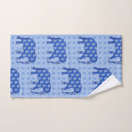 Paisleyolifant, kobaltblauw en wit bad handdoek (Handdoek)