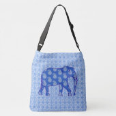 Paisleyolifant - kobaltblauw en wit crossbody tas (Achterkant)