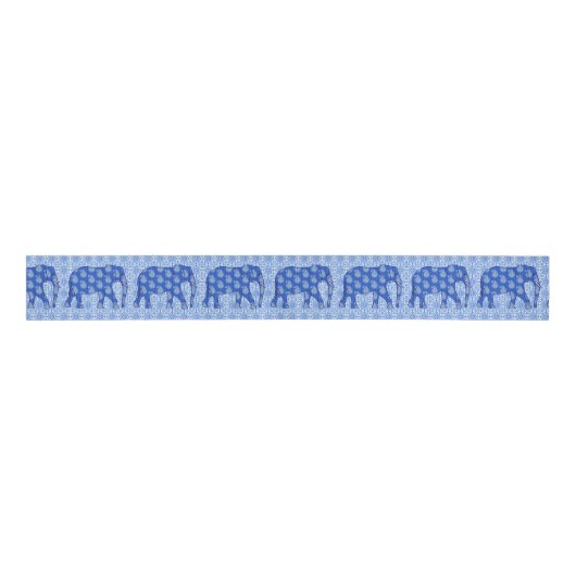 Paisleyolifant - kobaltblauw en wit grosgrain lint (Voorkant)