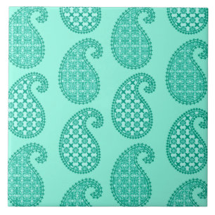 Paisleypatroon, aqua en turquoise tegeltje