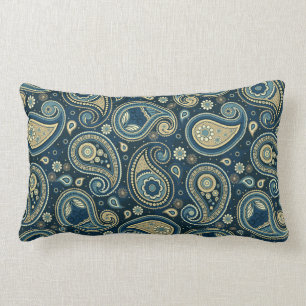 Paisleypatroon blauw blauwgroen goudelegant kussen