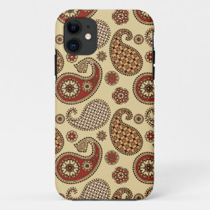 Paisleypatroon, bruin, tint en beige iPhone 11 hoesje
