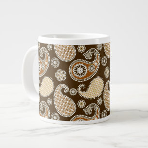 Paisleypatroon, Chocolate Brown en Tan Jumbo Beker