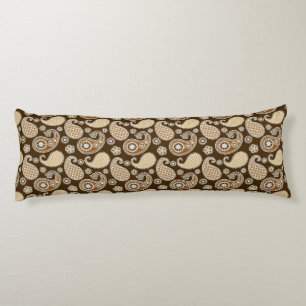 Paisleypatroon, Chocolate Brown en Tan Lichaamskussen