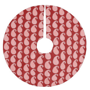 Paisleypatroon, diep rood en wit kerstboom rok