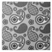 Paisleypatroon, grijze, zwarte en witte tinten tegeltje (Voorkant)