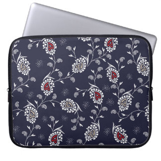 paisleypatroon in de marine laptop sleeve
