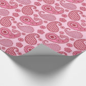 Paisleypatroon, lichtschaduwen tot diepe roze cadeaupapier (Hoek)