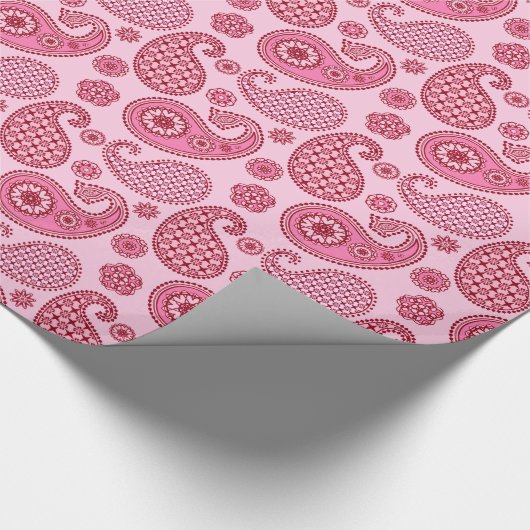 Paisleypatroon, lichtschaduwen tot diepe roze cadeaupapier (Hoek)