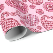 Paisleypatroon, lichtschaduwen tot diepe roze cadeaupapier (Rol Hoek)