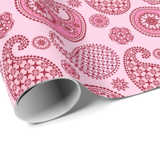 Paisleypatroon, lichtschaduwen tot diepe roze cadeaupapier (Rol Hoek)