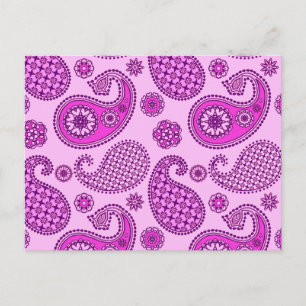 Paisleypatroon, orchidee en amethyst-paars briefkaart