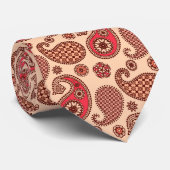 Paisleypatroon, perzik en koraalroze stropdas (Opgerold)