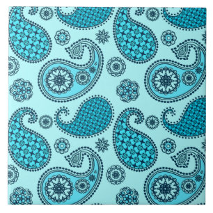 Paisleypatroon, turquoise, aqua en marine tegeltje