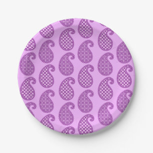 Paisleypatroon, violet en orchidee papieren bordje