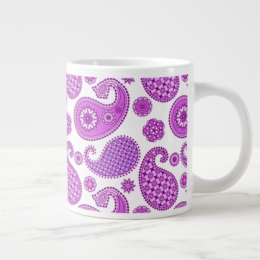 Paisleypatroon, violet, paars en wit jumbo mok (Rechts)