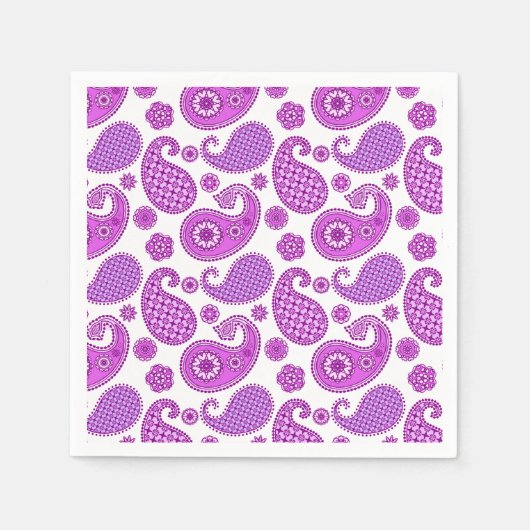 Paisleypatroon, violet, paars en wit servetten (Voorkant)