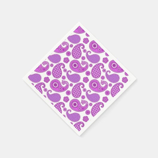 Paisleypatroon, violet, paars en wit servetten (Hoek)