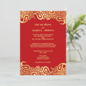 Paisleys Elegant Indian Wedding Flat Invitation Kaart (Staand voorkant)