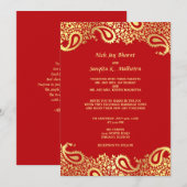 Paisleys Elegant Indian Wedding Flat Invitation Kaart (Voorkant / Achterkant)