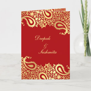 Paisleys Elegante Indiase bruiloft gevouwen uitnod