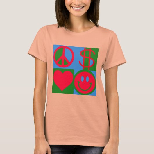PAIX AIMER L'ARGENT HEUREUX T-shirt féminin (Devant)