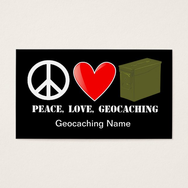 Paix, Amour, Carte Stash Geocaching (Devant)