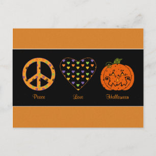 Paix, amour et carte postale de Halloween