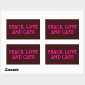 PAIX, AMOUR ET CHATS, STICKER RECTANGULAIRE (Feuille)