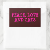 PAIX, AMOUR ET CHATS, STICKER RECTANGULAIRE (Sac)