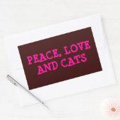 PAIX, AMOUR ET CHATS, STICKER RECTANGULAIRE (Enveloppe)