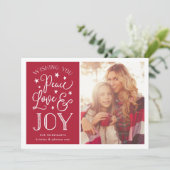 Paix, amour et joie | Carte photo de Noël (Debout devant)