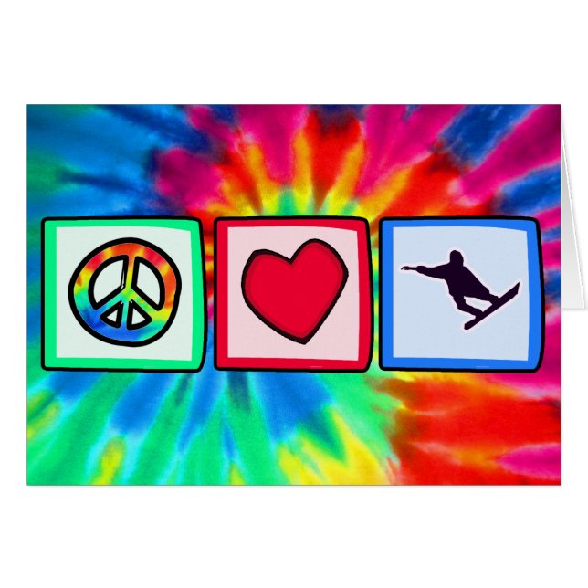 Paix, amour, faisant du surf des neiges (Devant horizontal)