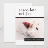 Paix, Amour, Joie Baby First Christmas Carte de va (Devant / Derrière)