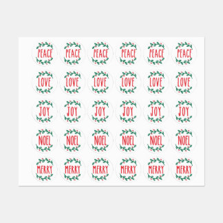 Paix, Amour, Joie, Noel, & Joyeux Stickers & Étiqu
