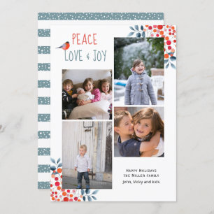 Paix, amour, joie Noël quatre carte photo collage