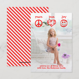 Paix, Amour, Joie Vertical - Carte de Noël 3x5