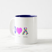 Paix. Amour. L'autisme. (couleur pastel) Mug (Devant gauche)