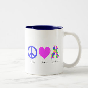 Paix. Amour. L'autisme. (couleur pastel) Mug