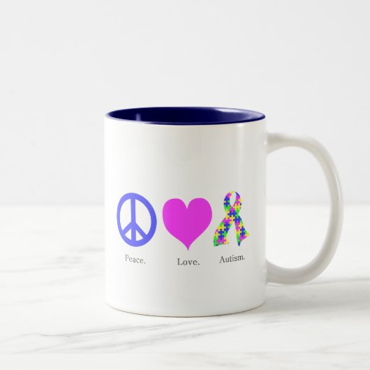 Paix. Amour. L'autisme. (couleur pastel) Mug (Droit)