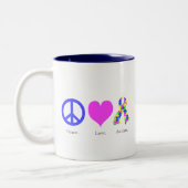 Paix. Amour. L'autisme. (couleur pastel) Mug (Gauche)