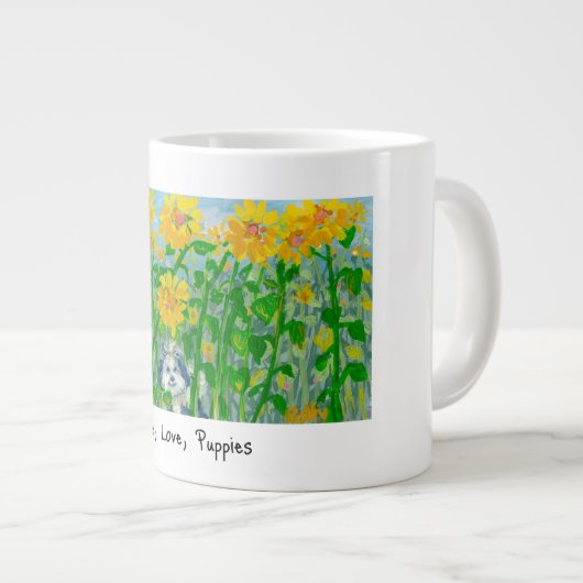 Paix, Amour, Mug de chiots (Devant droit)