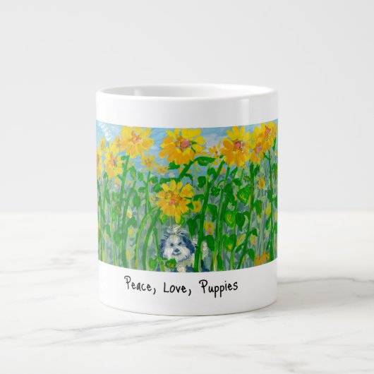 Paix, Amour, Mug de chiots (Devant)