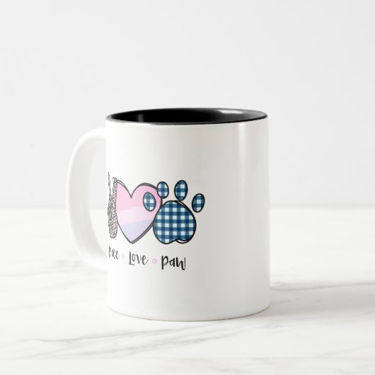 Paix, Amour, Paw Mug (Devant gauche)