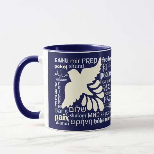 PAIX dans beaucoup des tasses nommées faites sur (Gauche)