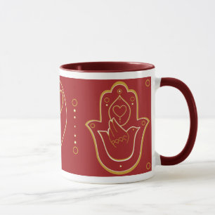 Paix de henné et rouge de tasse de Hamsa d'amour